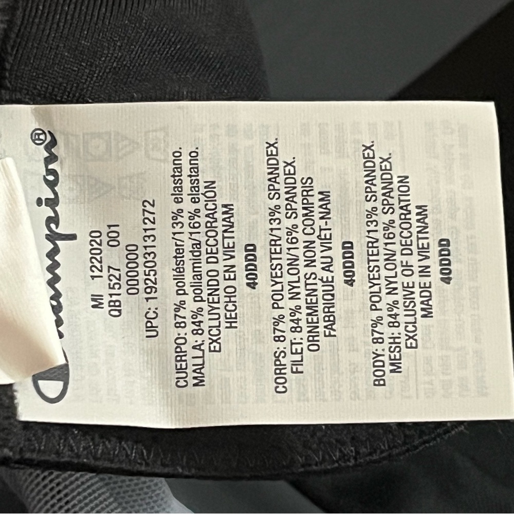 Champion Black Sports Bra Seamless Moisture-Wicking - Picture 7 of 8